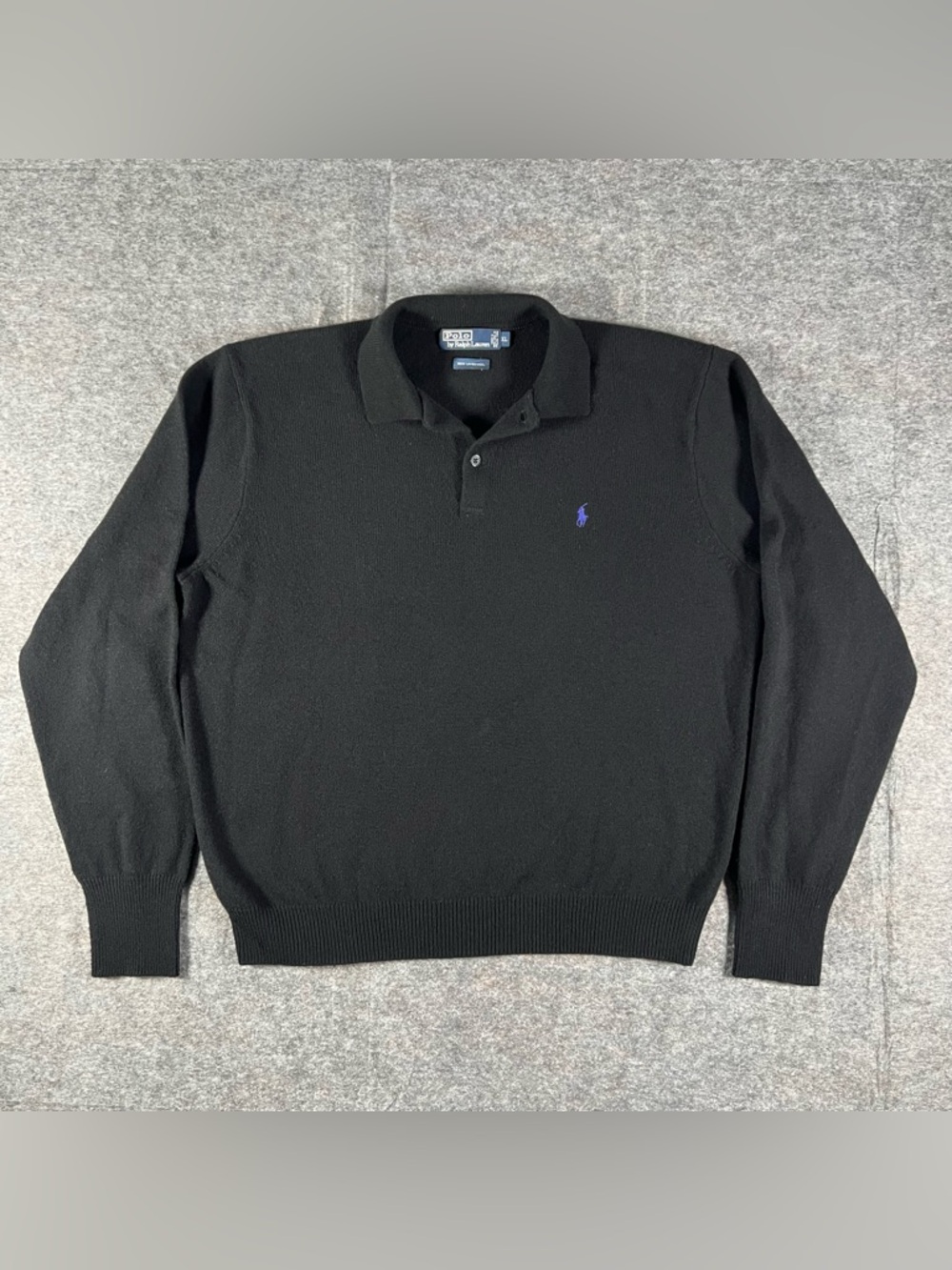 Polo Ralph Lauren Vintage 80s Italian Lambswool Sweater Button Hong Kong Mens XL